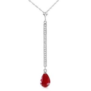 14K. SOLID GOLD NECKLACE WITH DIAMONDS & RUBY